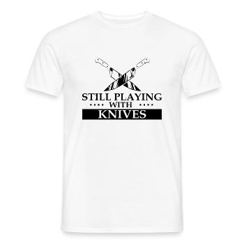 Games with Knife Knife Collector Knife Fan - Men's T-Shirt - white - Front - AI Model Male 178 dark (178cm)