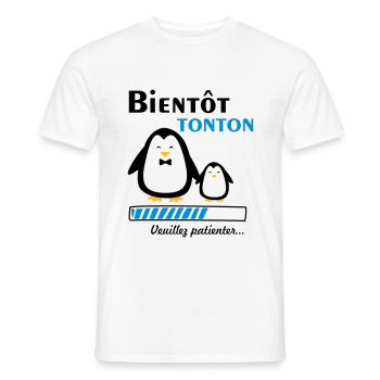 bientôt tonton pingouin,futur oncle - T-shirt homme - blanc - Devant - AI Model Male 178 dark (178cm)