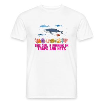 Girl Net Boat Marine Biologist Biology Ocean - Men's T-Shirt - white - Front - AI Model Male 178 dark (178cm)