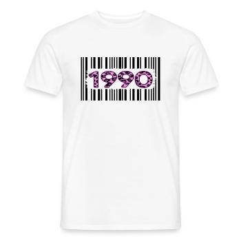 1990 geburtstag barcode rosa leopard retro party - Männer T-Shirt - Weiß - Vorne - AI Model Male 178 dark (178cm)