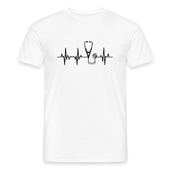 Stéthoscope ECG Ligne Cardiaque - T-shirt homme - blanc - Devant - AI Model Male 178 dark (178cm)