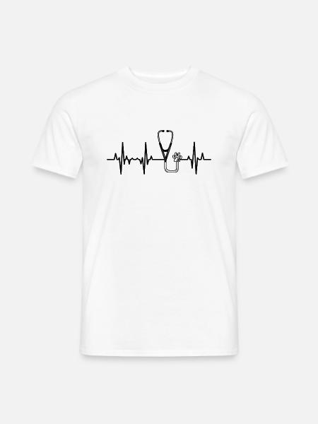 Stethoscope ECG Heart Line - Men's T-Shirt - white