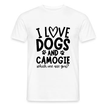 Ich liebe Hunde und Camogie. Welcher bist du? - Männer T-Shirt - Weiß - Vorne - AI Model Male 178 dark (178cm)