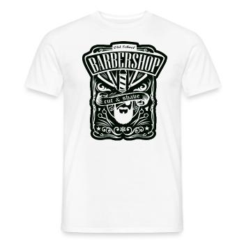 BARBERSHOP VINTAGE N/B - Men's T-Shirt - white - Front - AI Model Male 178 dark (178cm)