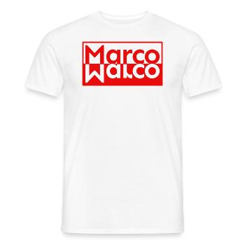 Texte Miroir Nom Prénom Marco - T-shirt homme - blanc - Devant - AI Model Male 178 dark (178cm)