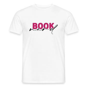 Reading books "book-nerd" Reading corner Library Roman - Men's T-Shirt - white - Front - AI Model Male 178 dark (178cm)