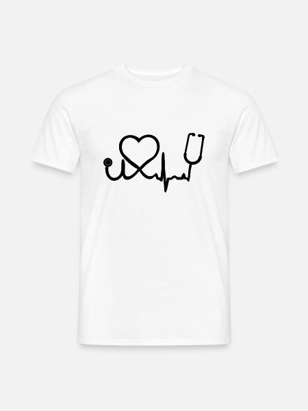 Doktor Ärztin Krankenpfleger Herz Arzt Arzthelfer - Männer T-Shirt - Weiß