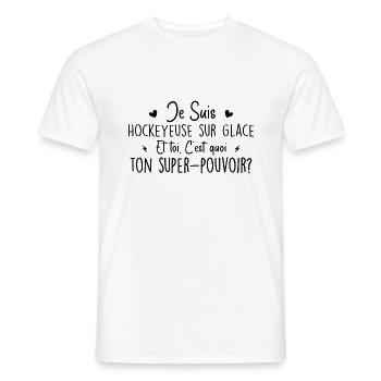 hockey player. What's your superpower? - Men's T-Shirt - white - Front - AI Model Male 178 dark (178cm)