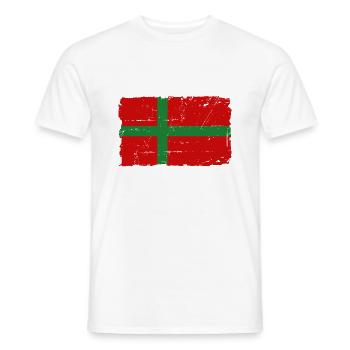 Flag of Bornholm - Bornholm flag - shabby look - Men's T-Shirt - white - Front - AI Model Male 178 dark (178cm)