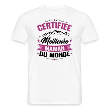 Certifiée meilleure maman du monde - Humour cadeau - T-shirt homme - blanc - Devant - AI Model Male 178 dark (178cm)