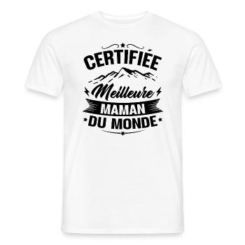 Certifiée meilleure maman du monde - Humour cadeau - T-shirt homme - blanc - Devant - AI Model Male 178 dark (178cm)
