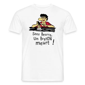 breton beurre humour citation sans dessin bd - T-shirt homme - blanc - Devant - AI Model Male 178 dark (178cm)