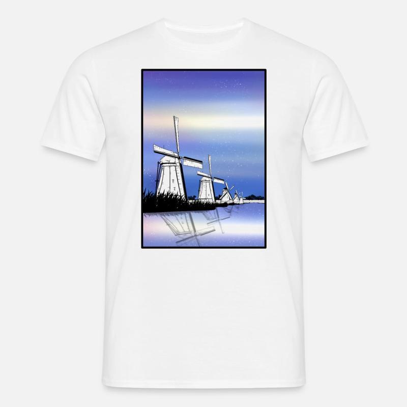 Kinderdijk Windmills - Männer T-Shirt - Weiß