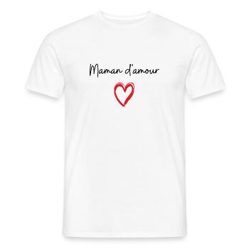 Maman d amour - T-shirt homme - blanc - Devant - AI Model Male 178 dark (178cm)