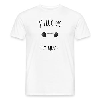 J'peux pas j'ai muscu - T-shirt homme - blanc - Devant - AI Model Male 178 dark (178cm)