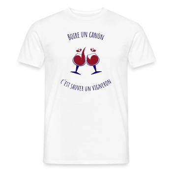 Boire un canon c'est sauver un vigneron - T-shirt homme - blanc - Devant - AI Model Male 178 dark (178cm)