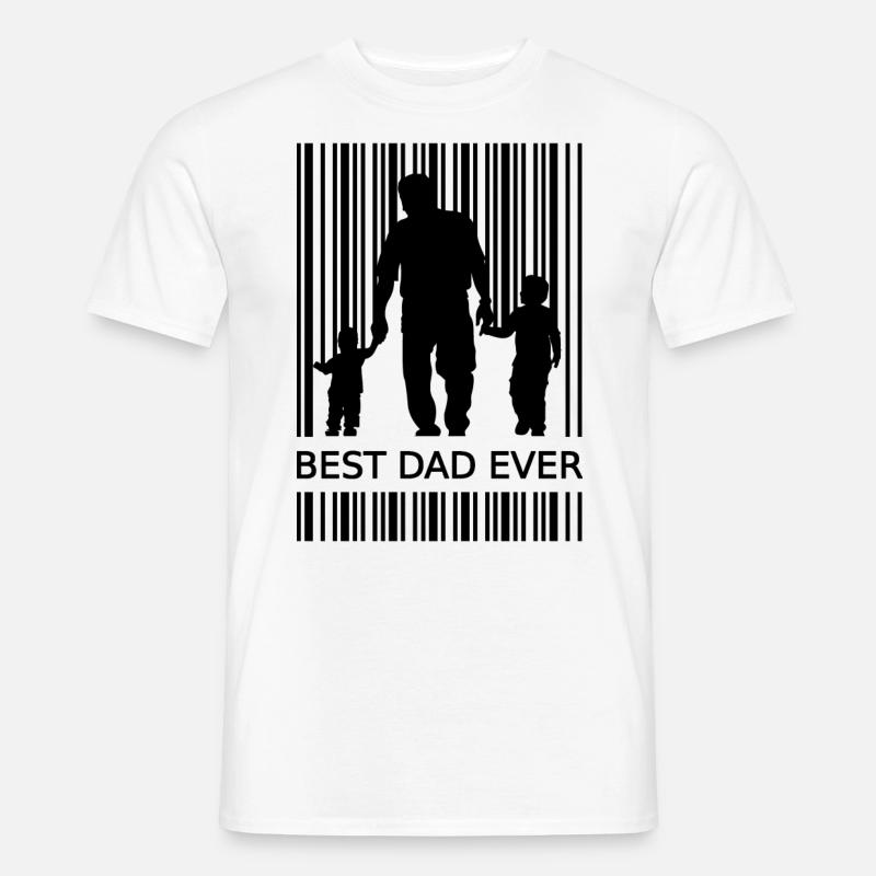 Best Dad Ever Strichcode zweifacher Papa Geschenk - Männer T-Shirt - Weiß