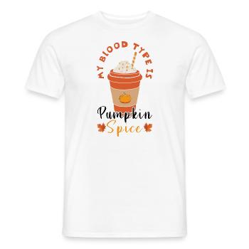 Blood Type Spice Pumpkin Fall Season Autumn - Men's T-Shirt - white - Front - AI Model Male 178 dark (178cm)