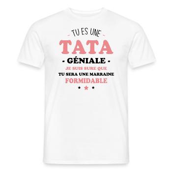 Une tata géniale et une marraine formidable - T-shirt homme - blanc - Devant - AI Model Male 178 dark (178cm)