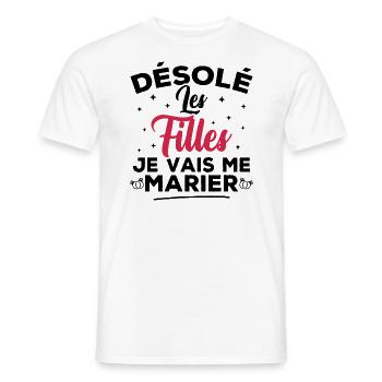 Désolé les filles je vais me marier - T-shirt homme - blanc - Devant - AI Model Male 178 dark (178cm)