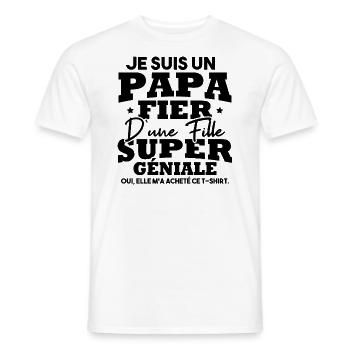 Je suis un papa fier d une fille super géniale - T-shirt homme - blanc - Devant - AI Model Male 178 dark (178cm)