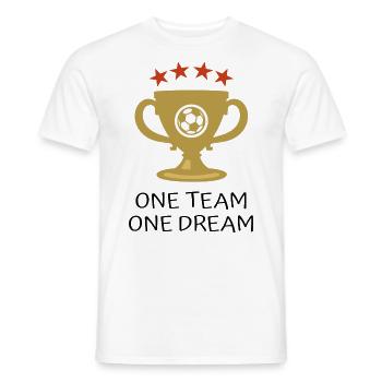 one team one dream / Soccer Cup Design - Men's T-Shirt - white - Front - AI Model Male 178 dark (178cm)