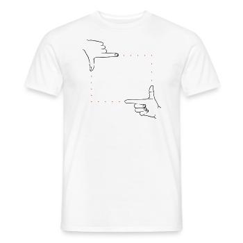Handzeichen Bildausschnitt – 2 Farben - Männer T-Shirt - Weiß - Vorne - AI Model Male 178 dark (178cm)