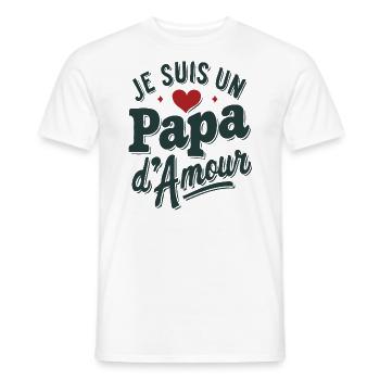 Belle idée cadeau je suis un papa d'amour - T-shirt homme - blanc - Devant - AI Model Male 178 dark (178cm)