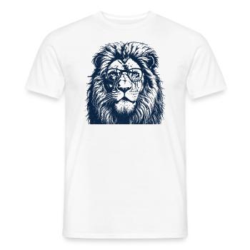 Lion à lunettes - Lecture/ Livres Lion - T-shirt homme - blanc - Devant - AI Model Male 178 dark (178cm)