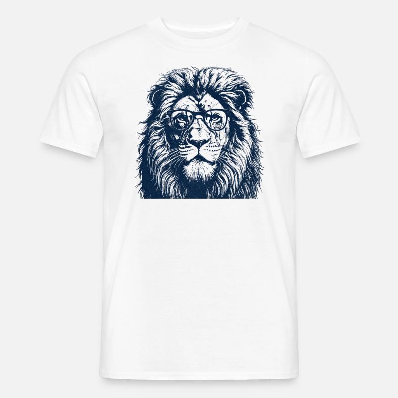 Löwe mit Brille - Lese/ Bücher Löwe - Männer T-Shirt - Weiß