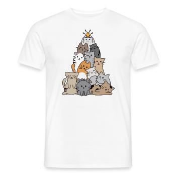 Cat Christmas Tree - Men's T-Shirt - white - Front - AI Model Male 178 dark (178cm)