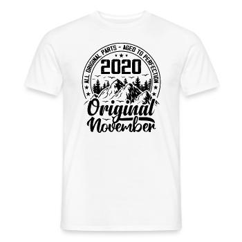 2020 November Original 4 Year Anniversary Gift - Men's T-Shirt - white - Front - AI Model Male 178 dark (178cm)