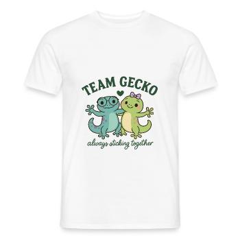 Gecko Shirt - team gecko always sticky together - Men's T-Shirt - white - Front - AI Model Male 178 dark (178cm)