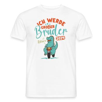 Großer Bruder 2024 Junge Dino Geschwister Geburt - Männer T-Shirt - Weiß - Vorne - AI Model Male 178 dark (178cm)