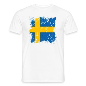 Suède Drapeau Scandinavie Drapeau suédois - T-shirt homme - blanc - Devant - AI Model Male 178 dark (178cm)