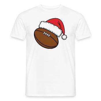 Rugby-Fußballer tupft den Weihnachtsmann Fußball - Männer T-Shirt - Weiß - Vorne - AI Model Male 178 dark (178cm)
