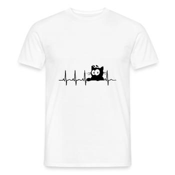 Chat chaton matou chat yeux chats miauler électrocardiogramme - T-shirt homme - blanc - Devant - AI Model Male 178 dark (178cm)