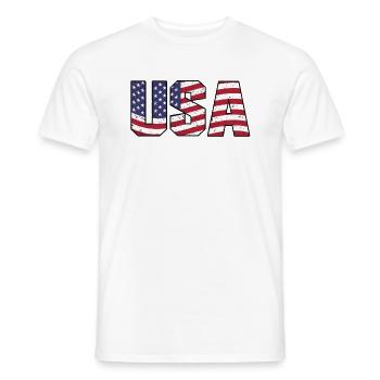 UNITED STATES - Men's T-Shirt - white - Front - AI Model Male 178 dark (178cm)
