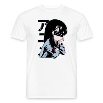 Anime écolière - T-shirt homme - blanc - Devant - AI Model Male 178 dark (178cm)