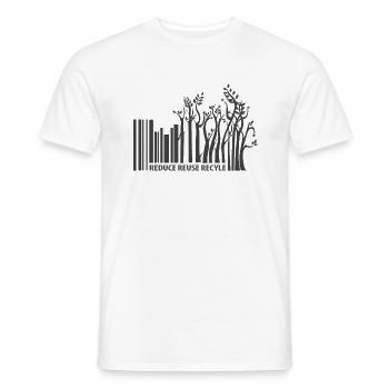 Code à barres de durabilité - T-shirt homme - blanc - Devant - AI Model Male 178 dark (178cm)