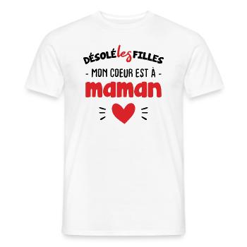 Désolée les filles mon coeur est à maman - T-shirt homme - blanc - Devant - AI Model Male 178 dark (178cm)