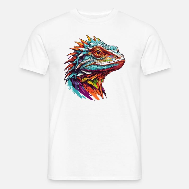 Farbenfrohes Echsenportrait Leguane Warane - Männer T-Shirt - Weiß