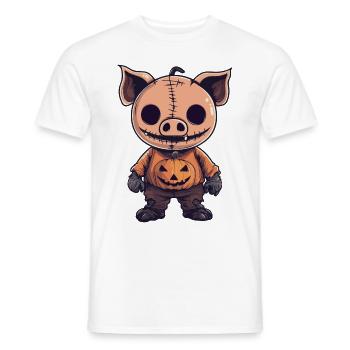 Cochon Halloween Bande dessinée Drôle - T-shirt homme - blanc - Devant - AI Model Male 178 dark (178cm)