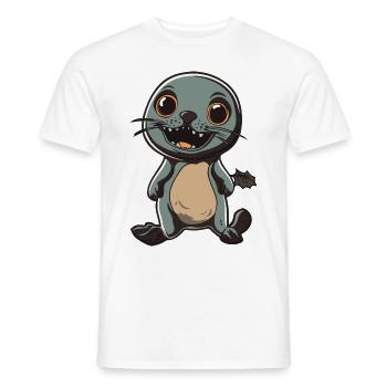 Robbe Tier Halloween Comic Lustig - Männer T-Shirt - Weiß - Vorne - AI Model Male 178 dark (178cm)