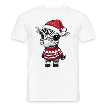 Zebra Christmas Comic - Men's T-Shirt - white - Front - AI Model Male 178 dark (178cm)