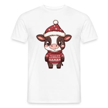 Kuh Weihnachten Comic - Männer T-Shirt - Weiß - Vorne - AI Model Male 178 dark (178cm)