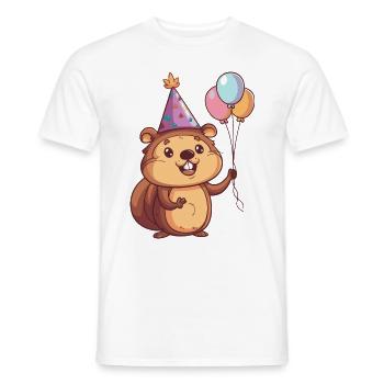 Biber Geburtstag Comic - Männer T-Shirt - Weiß - Vorne - AI Model Male 178 dark (178cm)
