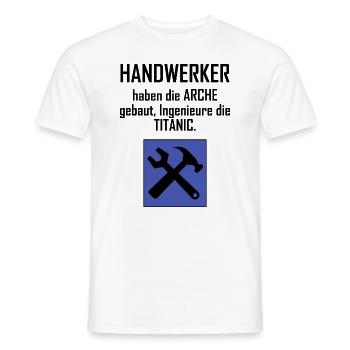 Handwerker haben die ARCHE gebaut - Männer T-Shirt - Weiß - Vorne - AI Model Male 178 dark (178cm)