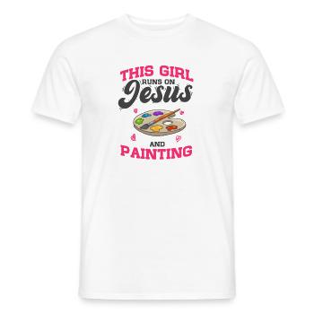 Paint Painter This Girl Runs On Jesus And Painting - Men's T-Shirt - white - Front - AI Model Male 178 dark (178cm)