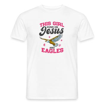 Eagle Lover This Girl Runs On Jesus And Eagles - Men's T-Shirt - white - Front - AI Model Male 178 dark (178cm)